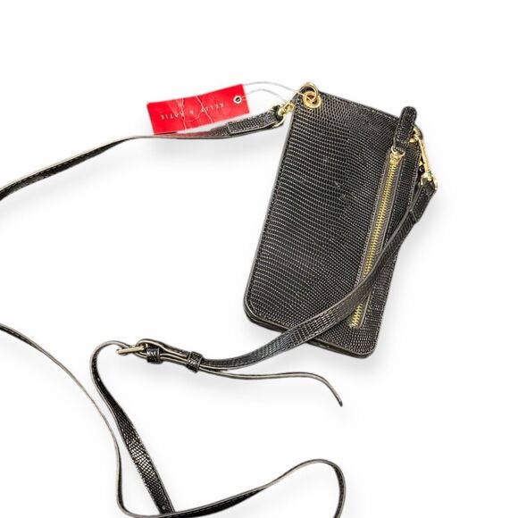KELLY & KATIE Women’s Black Textured Faux Leather Crossbody Phone Bag NWT - Picture 5 of 5